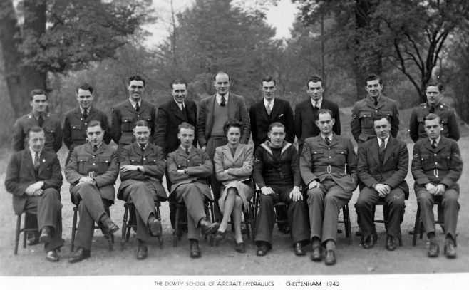 Photo of attendees at the Dowty School of Aircraft Hydraulics c.1942 | Roy Sinclair and family