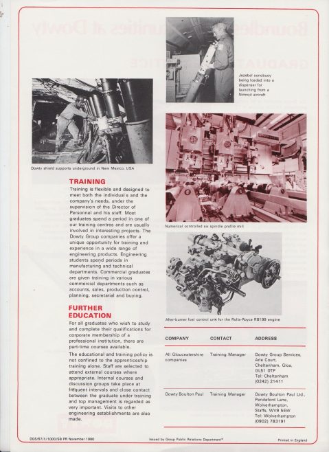 Dowty Group - Apprentice Recruitment Brochure | Original photo in the Dowty archive at the Gloucestershire Heritage Hub