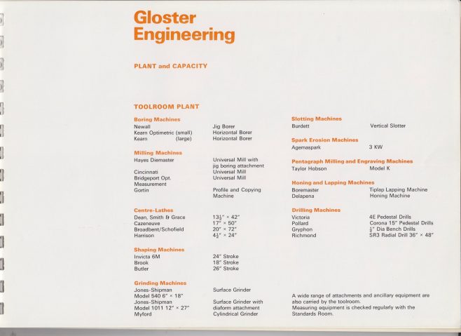 Gloster Engineering - Company Information & Products Brochure | Original photo in the Dowty archive at the Gloucestershire Heritage Hub