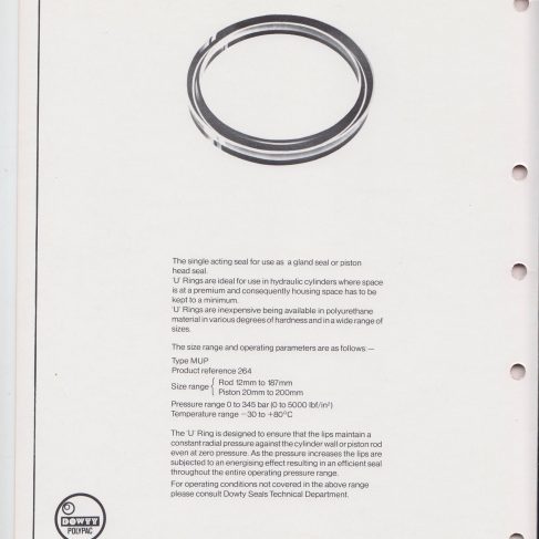 Dowty Seals - Dowty Polypac Polyurethane U Rings Data Sheet | Original photo in the Dowty archive at the Gloucestershire Heritage Hub