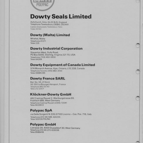 Dowty Seals - Dowty Polypac Balmaster Data Sheet | Original photo in the Dowty archive at the Gloucestershire Heritage Hub