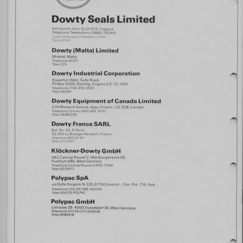 Dowty Seals - Dowty Polypac Selemaster Data Sheet | Original photo in the Dowty archive at the Gloucestershire Heritage Hub