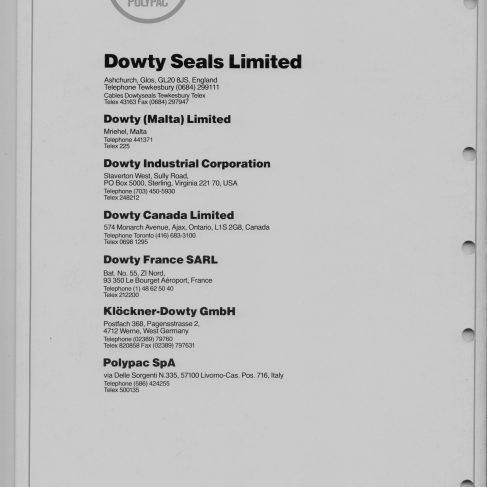 Dowty Seals - Dowty Polypac Technical Data Sheet | Original photo in the Dowty archive at the Gloucestershire Heritage Hub