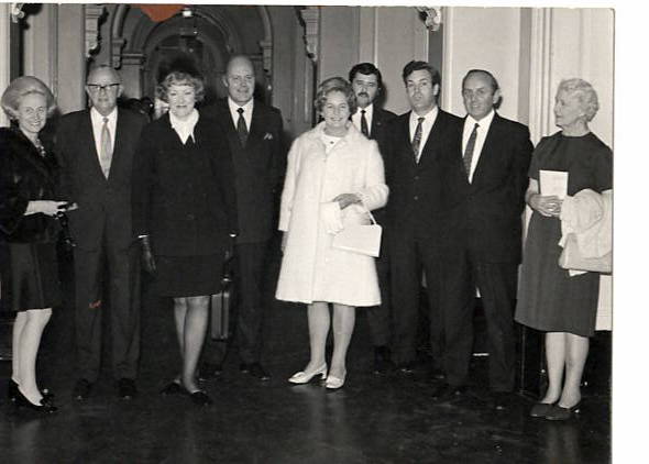 Dowty Group Annual Apprentices Prizegiving - Nov 1970. Sir George & Lady Dowty; Renee Short MP; Sir Robert Hunt and his wife; David Walker, Chairman Apprentice Association; Ken Browning; E N Thurston and Miss Truman | David John Walker