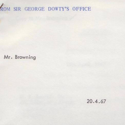 Dowty Apprentice Association - Memo regarding Dowty Apprentice Annual Dance 1967 | Original photo in the Dowty archive at the Gloucestershire Heritage Hub